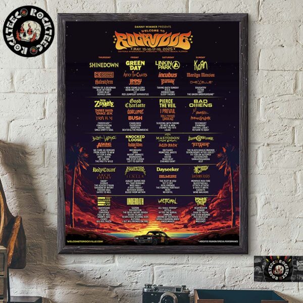 Welcome To Rockville 2025 Lineup Poster In Daytona Beach Florida At Daytona International Speedway On May 15-18 2025 Home Decor Poster Canvas