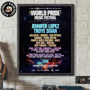 World Pride Music Festival 2025 Poster Lineup In Washington DC At RFK Festival Grounds On June 6-7 2025 Home Decor Poster Canvas